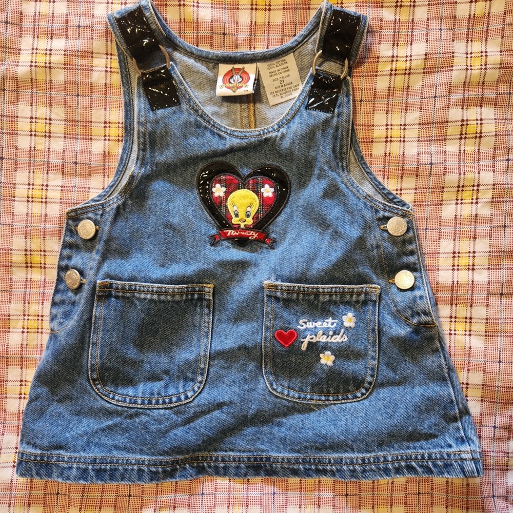 Rare Vintage Looney Tunes Denim Dress with Tweety